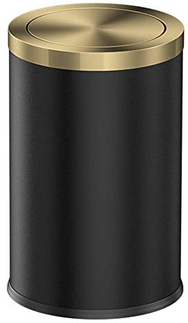 LEASYLIFE Poubelle en acier inoxydable poubelle à couvercle poubelle à couvercle poubelle 9 l pour cuisine et salon Mine d’or métallique (noir)