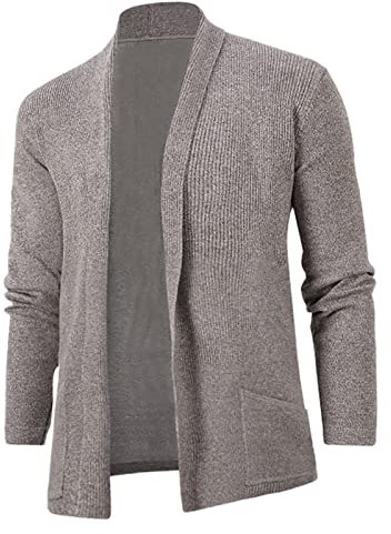 Men's Lightweight Cardigan Sweater Slim Fit Knitted Button Cardigan Sweater Slim Fit Cable Knit Button Up Cotton Sweater with Pockets Shawl Collar Jacket