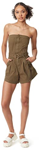 Circus NY Damen Trägerloser Gürtel und Reißverschluss vorne Strampler-Shorts, Burnt Olive, 24