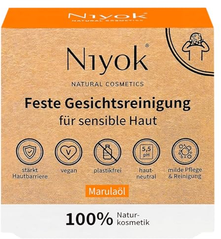 NIYOK Feste Gesichtsreinigung, Marulaöl, 80g (3er Pack)