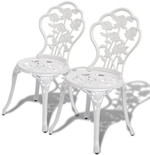 ZHOUMIN Bistro-Stühle 2 STK Gartenstuhl, Balkon Stuhl, Outdoor Patio Dining Chairs, Stühle Für Die Terrasse, Terrassenstuhl, Aluminiumguss Weiß