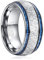 TUNGSTORY Wolframkarbid Ring 10mm Imitation Meteorite und Blau Kohlefaser Inlay Hochzeit Ring Gewölbt Eheringe für Herren Damen Komfort Fit Größe 54.4(17.3)