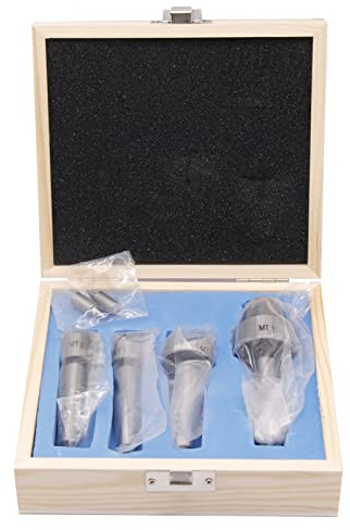 4pcs MT1 Wood Lathe Live Center Drive Spur Cup Set with 2pcs Extra Replacement Tips, MT1 Arbor Woodworking Tool Kit for Wood and Metalworking Lathe Woodworking Thimble with Wooden Case