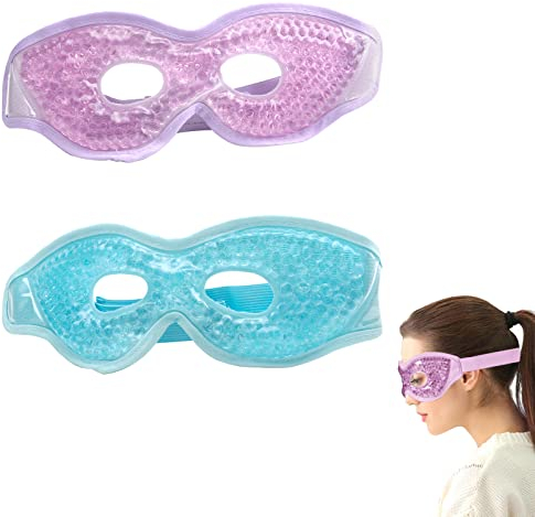2 Stück Augenmaske Kühlend, Gel Kühlmaske Warm Augen Kühlbrille Kühlende Wiederverwendbare Kühlende Augenmaske für Augenringe, Geschwollene, Augenermüdung Lindern