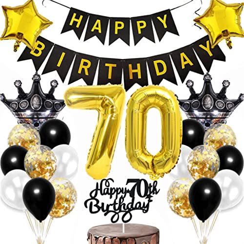 Dalettu 70. Geburtstag Dekoration, Luftballon 70. Geburtstag Männer Deko, Kuchendeko Geburtstag 70 Jahre Frauen, Happy Birthday Deko 70 Geburtstag Mann, Gold Geburtstagsdeko 70 Jahre Mann Frau