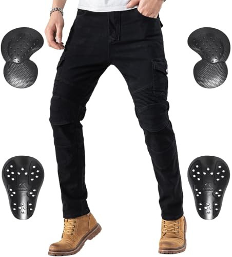 CTBQiTom Motorcycle Motorbike Trousers Armoured Biker Jeans Protective Motorcycle Pants with Removable CE Armour