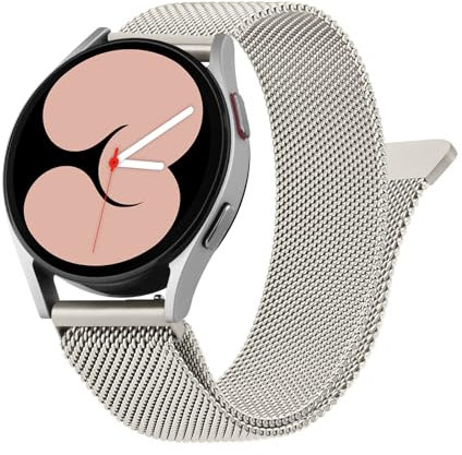 Vancle Armband für Samsung Galaxy Watch 4 Armband 40mm 44mm Damen Herren,Metall Mesh Edelstahl Ersatzarmband 20mm Uhrenarmband für Galaxy Watch 4 Classic 42mm 46mm (Starlight)