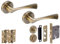 HANDLEZONE® Zena Door Handles on Rose Bathroom Lock Pack with Ball Bearing Hinges - Antique Bronze