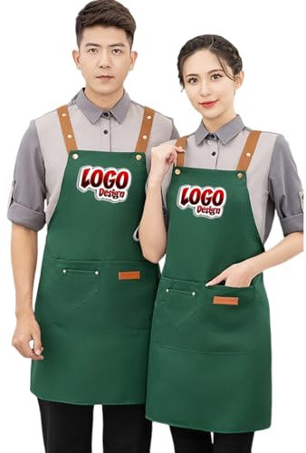 Cyber Monday Deals Delantal personalizado para hombres y mujeres, delantales de cocina con bolsillos para cocinar, verde, 29In * 26In