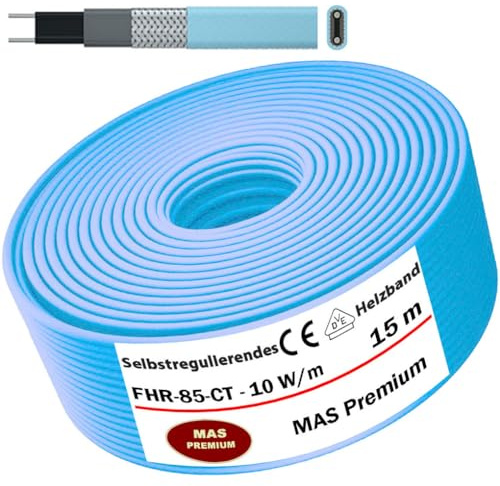 Heizkabel Selbstregulierendes Heizband HEAT Regular-85-CT Selfregulating Heating Cable 10w/m 5–100m Rohrheizung Begleitheizung Wasserleitung Dachrinnenheizung Frostschutzkabel 10°- 85°C (15m)