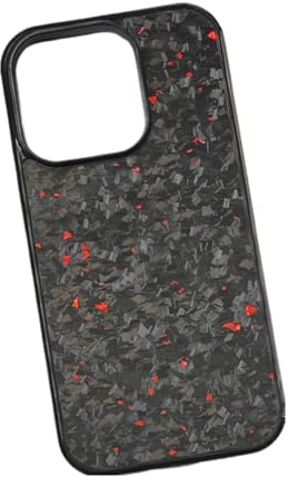 LIUPONHU Forged Carbon Fiber Phone Case for iPhone 15 14 13 12 Pro Max,Ultra-Thin Shockproof Protective Case,Compatible with Wireless Charging (Red, 14)