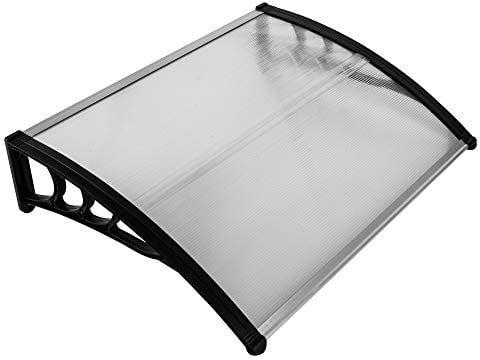 Outopee Door Canopy Awning, 100 x 80 cm Window Garden Front Door Canopy for Outdoor Shelter, Window Porch Shade, Patio Roof Cover, Black