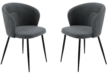Mondo Viro Set Esszimmerstühle Rumble aus Stoff, gepolstert, 56 x 55 cm, 78 h (2, Dunkelgrau/schwarzes Gestell)