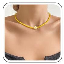 Cimenexe Gelbe Zitrone Perlenkette, Frauen, Halskette, Zink, 40 cm, Perle, Samen, Minimalistisch, Frucht, Zitrone, Feierliche Anlässe, Alltag, Feste