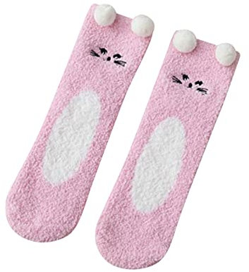 Yoga-Socken, halbe Socken, drei- süße Korallensocken, Schlafbär, Damenbodensocken, Laufsocken, niedrig geschnitten, rose, Einheitsgröße