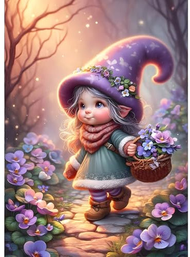 GDYEEH Elfenmädchen Diamond Painting Erwachsene, 5D Blumen Diamant Painting Bilder Anfänger, DIY Traumland Runder Vollbohrer Diamanten Malerei Stickerei Kreuzstich Geschenke Home Wand Dekor 30x40cm