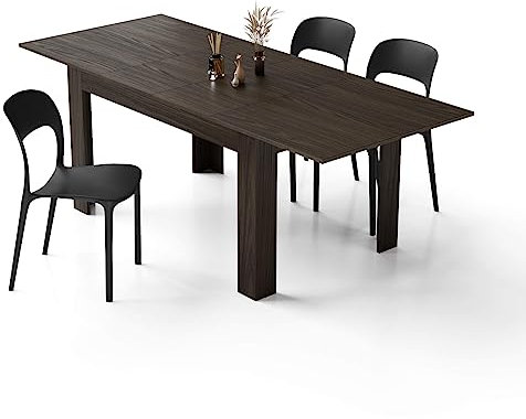 Moderner ausziehbarer Esstisch, 140 cm, 220 x 90 cm, Nussbaumholz, hergestellt in Italien