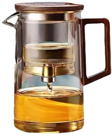 Teapot with Infuser,Water Separation Tea Kettle Glass Tea Pot - Ergonomic Clear Tea Maker with Wooden Handle Dishwasher Magic Teapot for Loose Tea