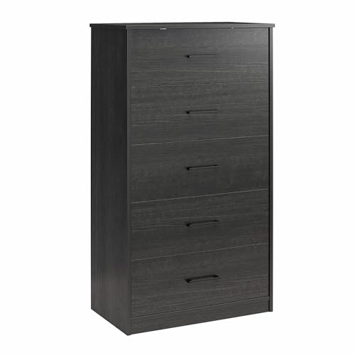Dorel Home BrEZ Build Pearce Dresser with 5 drawers in Black Oak, 40x71x126cm (DxWxH)
