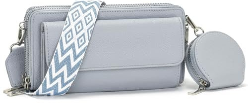 Snmoec sac telephone portable femme pochette telephone portable sacs bandoulière femme Avec porte-monnaie et fente pour carte petit sac a main bleu clair