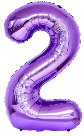 EWODEIEW Zahlen Luftballon 2 Lila,40 Zoll Luftballon Zahlen 2 Folien Ballon,Luftballon 2. Geburtstagsdeko Mädchen Riesen Folienballon 2. for Mädchen Jungen Birthday Party Geburtstag Dekor