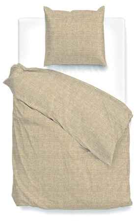 Zo!Home Cotton Bettwäsche 135x200 cm Lino Tan Brown Sand Camel meliert Uni