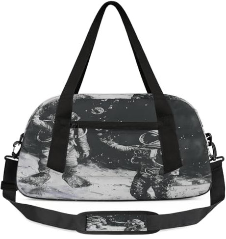 Black Space Astronaut Kinder Übernachtungstasche Jungen Mädchen Teenager Universum Astronaut Sport Turnbeutel für Wochenende Reisen Gymnastik Tanzen Ballett, mehrfarbig