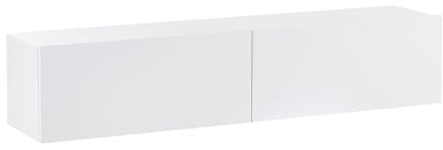 Meuble TV Mural Minimaliste Etagère de Rangement Multimédia 140 cm en Panneau Particules de Bois Blanc Gladstone