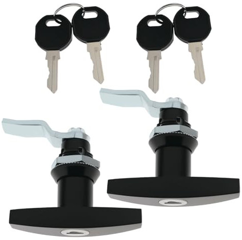 YINETTECH 2 Cerraduras de Puerta con Manija en T Pestillo Giratorio con Manija en T Cada Cerradura con 2 Llaves Modelo Ms324-2 para Gabinete Caja de Herramientas Puerta de Remolque de RV Etc.