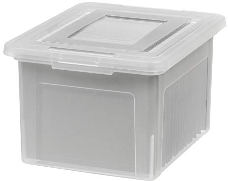 IRIS USA - Caja de archivos de plástico con tapas, organizador de documentos para archivos de carta/legal, caja de documentos, contenedor de almacenamiento para colgar archivos, tapa de cierre seguro
