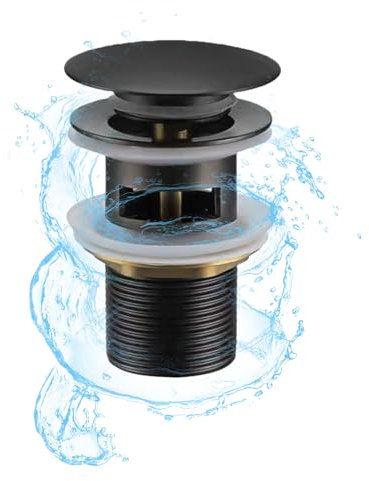 Dunkwckore Tappo Lavandino Bagno, Piletta Click Clack, Tappo Scarico Del Bagno a Scomparsa, Piletta Bidet Acciaio Inossidabile, Saltarello Lavandino Lavabo, Tappi Universale Pop Up per Cucina, Nero
