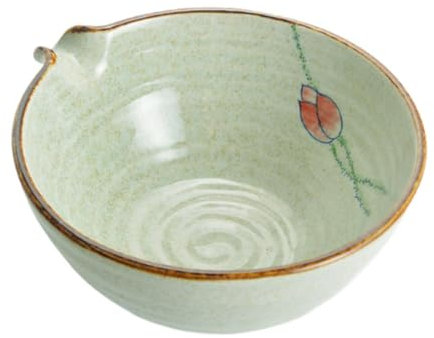 Dickly Cuenco de cerámica verde para matcha, tazón clásico, recipiente para condimentos y de soja