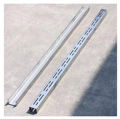 Abflussrost Schmale Entwässerungsrinnen Abflussgitter für die Terrasse, flaches System, Edelstahl-Graben-Kit, Entwässerung für Garten, Gehweg, Parkdeck, Badezimmer, Bodenablauf