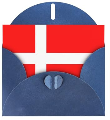 WBQLSL Blaue Weihnachtskarten mit dänischer Flagge – perfekt für Geburtstage, Hochzeiten und Weihnachtskarten