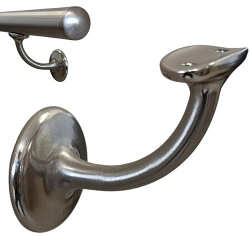Parpyon® Supporti per corrimano scale interne, Staffe per tubo tondo reggi tubo a muro vari colori supporti per tubolare in ferro o legno (Acciaio Satinato, 3pz)