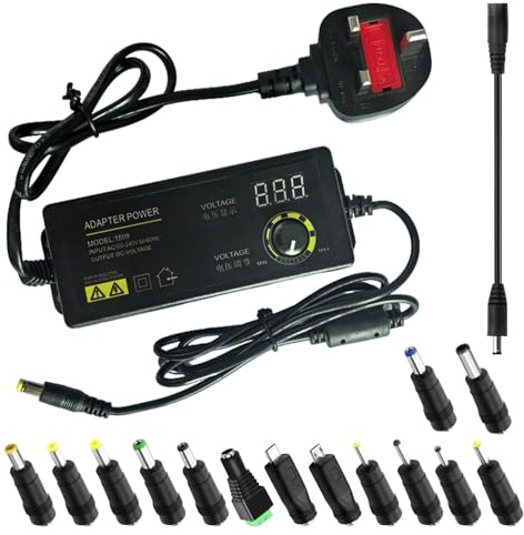 Universal Power Adapter, 3V~24V 3A 72W Adjustable Ac/Dc Power Supply with Polarity Converter and 14 Different Plugs for Routers, Cctv Cameras and LED Strips