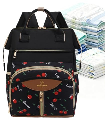 Nuyhgtr -Rucksack - wasserdichte Wickelbeutel -Tasche mit Kinderwagenhaken für Mama Dad, Reisen mit wechselnden Pads, Mehrfach -Pocket -Organizer für die Schule oder Reise, 38x26x18 cm