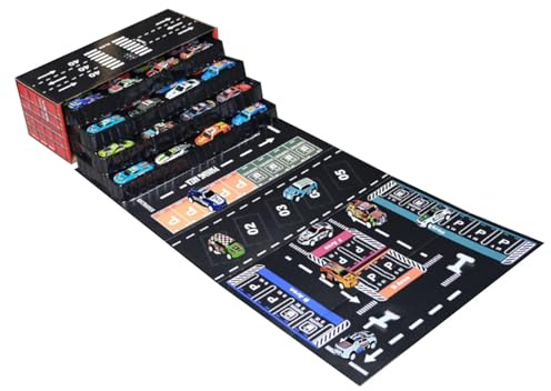 Dayysiuy 48 Metall Zurückzieh-Auto Set, Mini-Rückziehautos Mit Aufbewahrungsbox, Bunte Mini Autos, Rennwagen Aus Metallguss, Faltbare Spielkarte, Autos Spielzeug Für Kinder Ab 3 Jahre