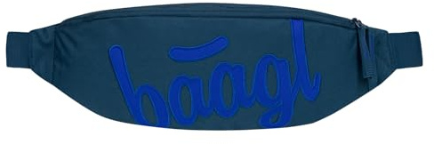 Baagl Bauchtasche Gürteltasche Kinder Teenager Umhängetasche - Logo Blau | Der Brustbeutel und die Hüfttasche für Jungs oder Mädchen aus Polyester bieten 2-Wege-Reißverschlüsse für Sport und Schule.