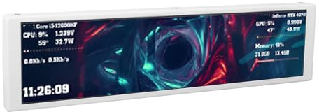 YUEHISY 9,2-Zoll-Computer-Sekundärbildschirm, CPU-GPU-Temperaturüberwachung mit Anpassbaren Dynamischen Themen, Horizontale Vertikale Umschaltung, für PC-Gehäuse (White)