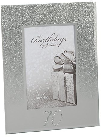 70th Birthday 4 x 6 Glitter Mirrored Glass Frame, 70 design