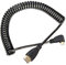 CY - Cavo spiralato per HDTV, da Micro HDMI a HDMI maschio, per telefono cellulare, tablet e fotocamera, connettore angolato a sinistra di 90°, colore nero