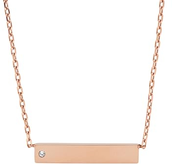Fossil Halskette Für Frauen, 40,6 Cm Länge, 5,1 Cm Verlängerung Rose Gold Edelstahl Halskette, JOF00435791