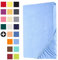 Heim24h Spannbettlaken 90x200cm bis 30 cm, Hellblau, 100% Baumwolle Bettlaken, Öko Tex Zertifiziert Jersey Spannbetttuch