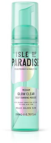 Isle of Paradise Selbstbräunungs-Mousse, Medium (200 ml) Glow Clear Selbstbräunungsschaum, natürliche Inhaltsstoffe & vegan (Verpackung kann variieren)