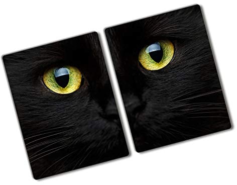 Planche à Découper 2x40x52 cm Bords Polis Pieds Antidérapants Décoration Contact Alimentaire Résistant à la Chaleur Symétrique Modernité Avec Impression - Yeux de chat