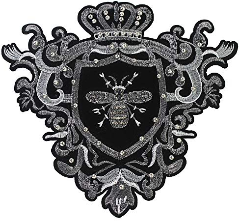 Goldene Perlen Krone Bienen Patches Stickerei Applikation Aufnähen Jacke Rückseite Abzeichen 1 Stück
