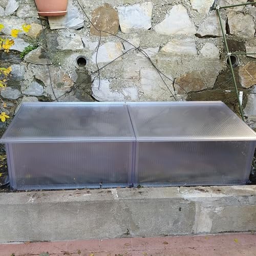 Il Giardino delle Idee Serra in policarbonato alveolare spesso 16mm protezione massima grandine Aleana 5 doppia. MADE IN ITALY Dimensioni 196*65*h 58/46cm.