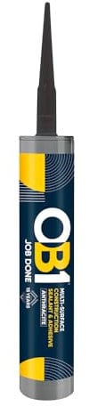 OB1 Anthracite Multi-Surface Construction Sealant & Adhesive - Hybrid Technology - Excellent Chemical Resistance - Water Resistant - Weather Resistant - Food Safe - 290ml