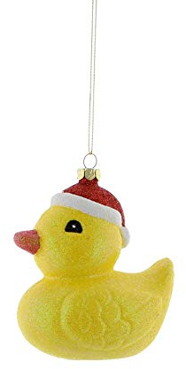 Festive Yellow Duck Christmas Tree Decoration